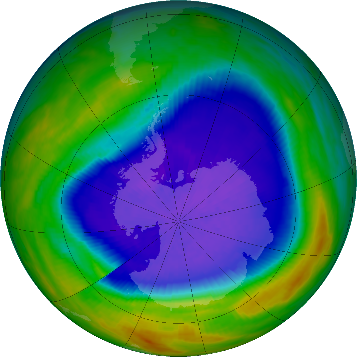 Antarctic ozone map for 28 September 1992